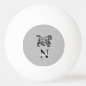 Monogram Cute Graphics Gepersonaliseerd zwart Cet Pingpongbal (Voorkant)