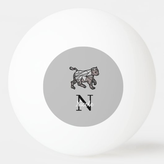 Monogram Cute Graphics Gepersonaliseerd zwart Cet Pingpongbal (Achterkant)