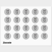 Monogram Cute Graphics Gepersonaliseerd zwart Cet Ronde Sticker (Vel)