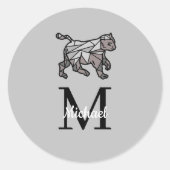 Monogram Cute Graphics Gepersonaliseerd zwart Cet Ronde Sticker (Voorkant)