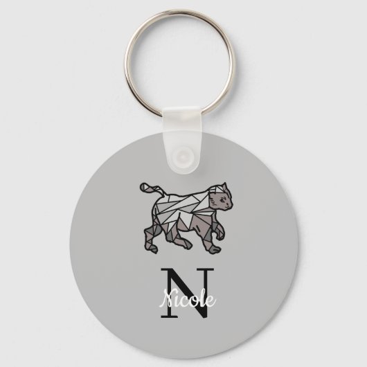 Monogram Cute Graphics Gepersonaliseerd zwart Cet Sleutelhanger (Voorkant)