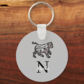 Monogram Cute Graphics Gepersonaliseerd zwart Cet Sleutelhanger (Voorkant)