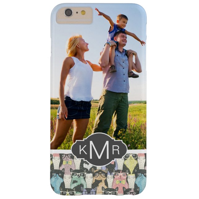 Monogram | Cute Hipster Cats Pattern Case-Mate iPhone Case (Achterkant)