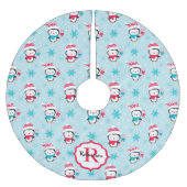 Monogram Cute Kerstwinter Penguin Kerstboom Rok (Voorkant)