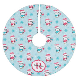Monogram Cute Kerstwinter Penguin Kerstboom Rok