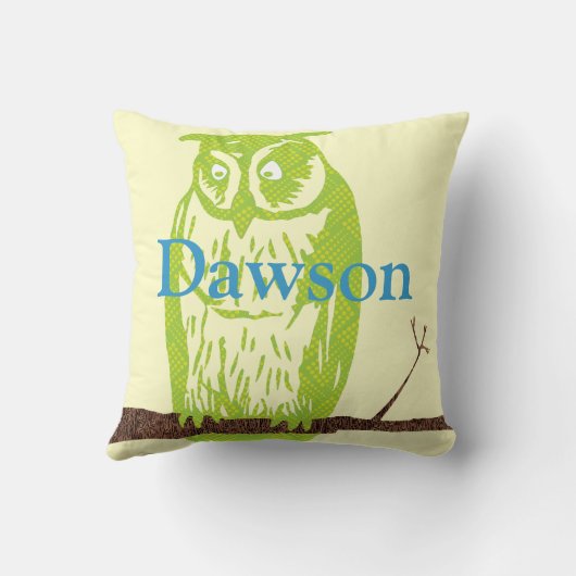 Monogram Cute Limoen  gestileerd van Owl Kussen (Achterkant)