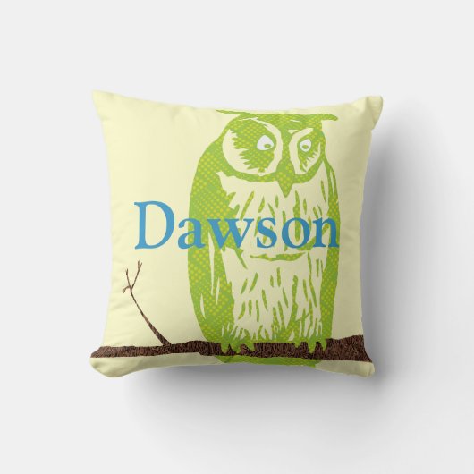 Monogram Cute Limoen  gestileerd van Owl Kussen (Voorkant)