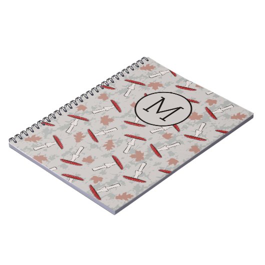 Monogram Cute Mushroom Fungi Pattern Notitieboek (Linkerzijde)