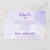  Monogram Cute Paars Blue Floral Wedding Informatiekaartje (Achterkant)