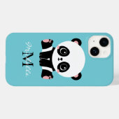 Monogram Cute Panda Aangepast gebubbel Blauw Case-Mate iPhone Case (Achterkant (horizontaal))