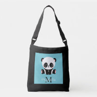 Monogram Cute Panda Aangepast gebubbel Blauw
