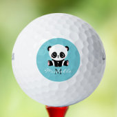 Monogram Cute Panda Aangepast gebubbel Blauw Golfballen