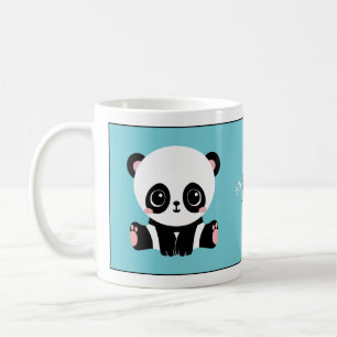 Monogram Cute Panda Aangepast gebubbel Blauw Koffiemok