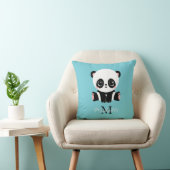 Monogram Cute Panda Aangepast gebubbel Blauw Kussen (Stoel)