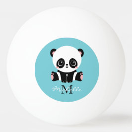 Monogram Cute Panda Aangepast gebubbel Blauw Pingpongbal