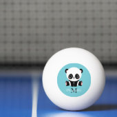 Monogram Cute Panda Aangepast gebubbel Blauw Pingpongbal (Net)