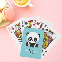 Monogram Cute Panda Aangepast gebubbel Blauw