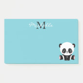 Monogram Cute Panda Aangepast gebubbel Blauw Post-it® Notes (Voorkant)