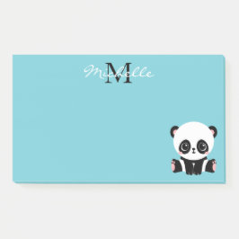 Monogram Cute Panda Aangepast gebubbel Blauw Post-it® Notes