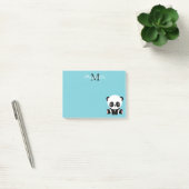 Monogram Cute Panda Aangepast gebubbel Blauw Post-it® Notes (Kantoor)