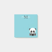 Monogram Cute Panda Aangepast gebubbel Blauw Post-it® Notes (Voorkant)