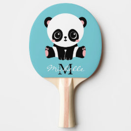 Monogram Cute Panda Aangepast gebubbel Blauw Tafeltennisbatje