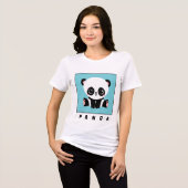 Monogram Cute Panda Aangepast gebubbel Blauw Tri-Blend Shirt (Voorkant volledig)