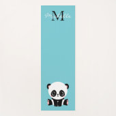 Monogram Cute Panda Aangepast gebubbel Blauw Yogamat (Voorkant)