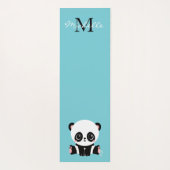 Monogram Cute Panda Aangepast gebubbel Blauw Yogamat (Achterkant)