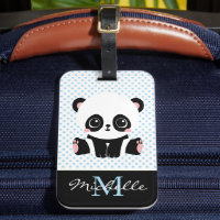 Monogram Cute Panda Beer Gepersonaliseerde Polka D