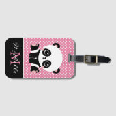Monogram Cute Panda Beer Gepersonaliseerde Polka D Bagagelabel (Voorkant (horizontaal))