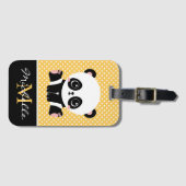 Monogram Cute Panda Beer Gepersonaliseerde Polka D Bagagelabel (Voorkant (horizontaal))