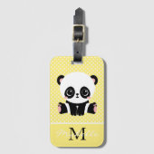 Monogram Cute Panda Beer Gepersonaliseerde Polka D Bagagelabel (Voorkant (verticaal))