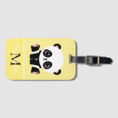 Monogram Cute Panda Beer Gepersonaliseerde Polka D Bagagelabel (Voorkant (horizontaal))