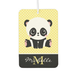 Monogram Cute Panda Beer Gepersonaliseerde Polka D Luchtverfrisser