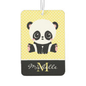 Monogram Cute Panda Beer Gepersonaliseerde Polka D Luchtverfrisser (Achterkant)