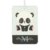 Monogram Cute Panda Beer Gepersonaliseerde Polka D Luchtverfrisser (Voorkant)