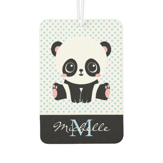 Monogram Cute Panda Beer Gepersonaliseerde Polka D Luchtverfrisser (Achterkant)