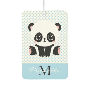 Monogram Cute Panda Beer Gepersonaliseerde Polka D Luchtverfrisser