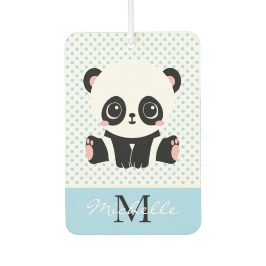 Monogram Cute Panda Beer Gepersonaliseerde Polka D Luchtverfrisser (Voorkant)