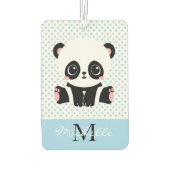 Monogram Cute Panda Beer Gepersonaliseerde Polka D Luchtverfrisser (Achterkant)