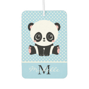 Monogram Cute Panda Beer Gepersonaliseerde Polka D Luchtverfrisser