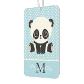 Monogram Cute Panda Beer Gepersonaliseerde Polka D Luchtverfrisser (Links)