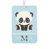 Monogram Cute Panda Beer Gepersonaliseerde Polka D Luchtverfrisser (Achterkant)