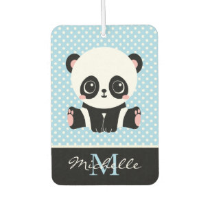 Monogram Cute Panda Beer Gepersonaliseerde Polka D Luchtverfrisser