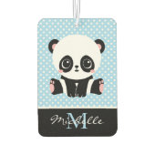Monogram Cute Panda Beer Gepersonaliseerde Polka D Luchtverfrisser (Achterkant)