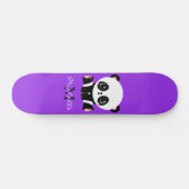 Monogram Cute Panda Gepersonaliseerd Paars Persoonlijk Skateboard (Horizontaal)