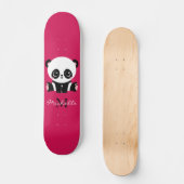Monogram Cute Panda Gepersonaliseerd Paars Persoonlijk Skateboard (Voorkant)