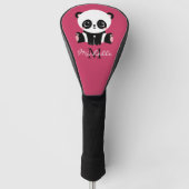 Monogram Cute Panda Persoonlijke naam Paars Golfheadcover (Voorkant)