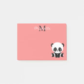 Monogram Cute Panda Roze Gepersonaliseerde Naam Post-it® Notes (Voorkant)